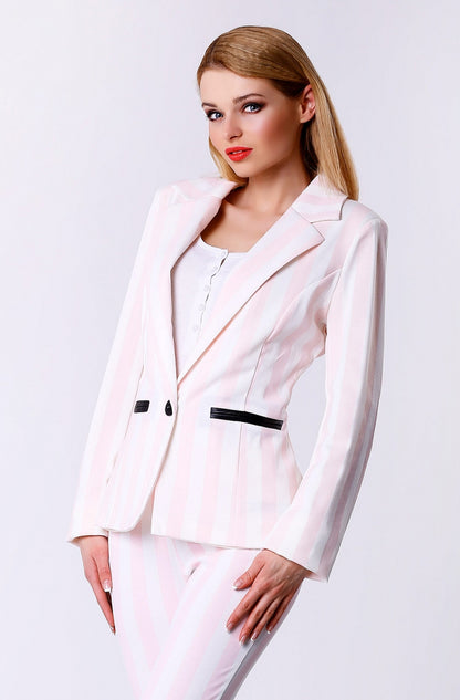 4306-1 Pasztell csíkos kabát - rózsaszín