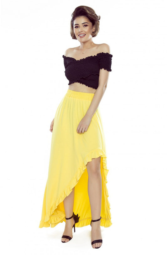 426-1 Asymmetrical maxi skirt with a frill - lemon